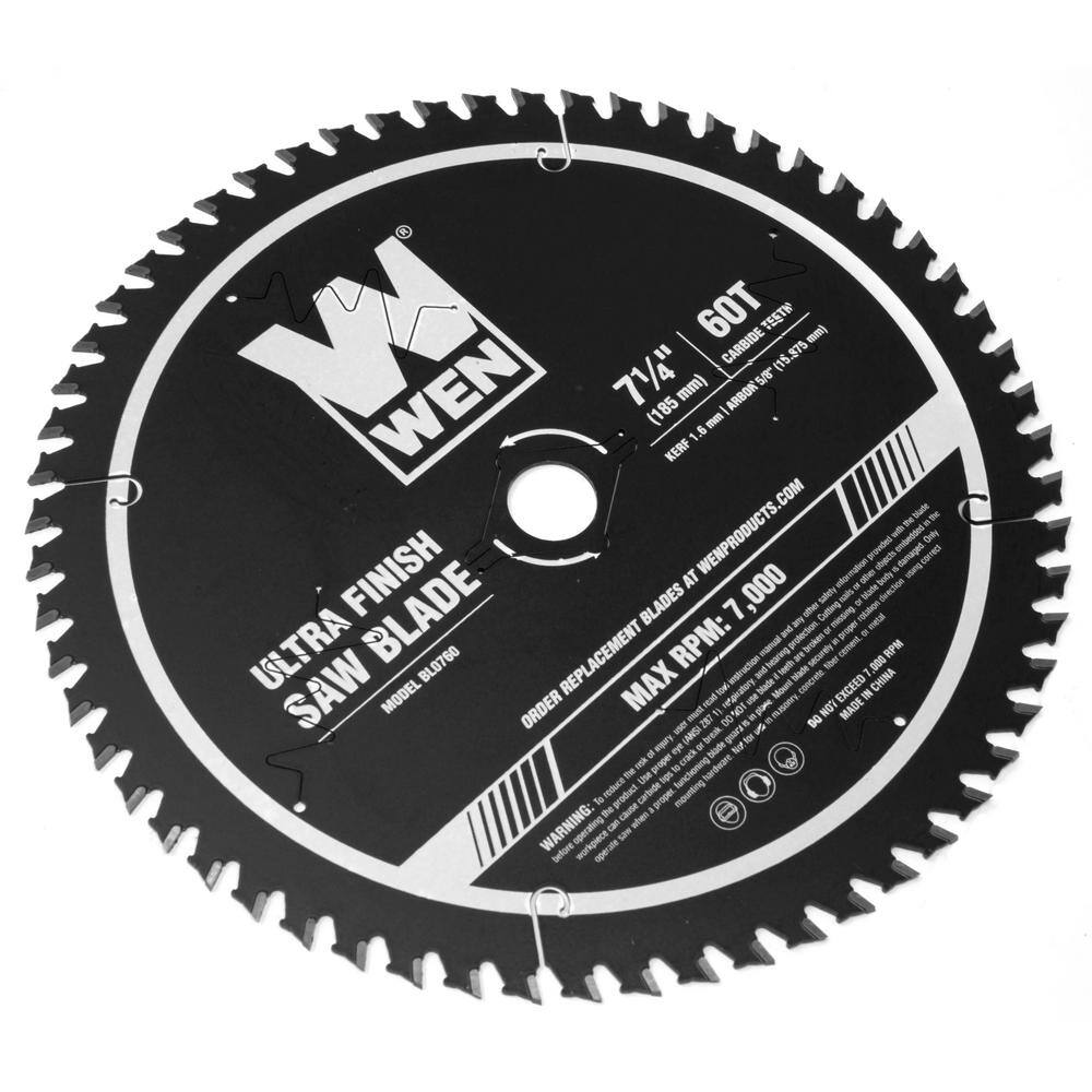 WEN 7.25 in. 60-Tooth Carbide-Tipped Professional Ultra Fine-Finish Circular Saw Blade with Cool-Cut Coating BL0760