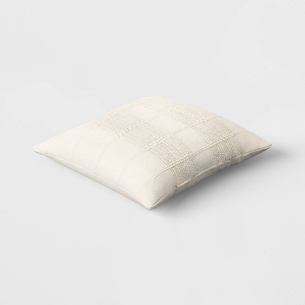 Textural Solid Square Throw Pillow Off white