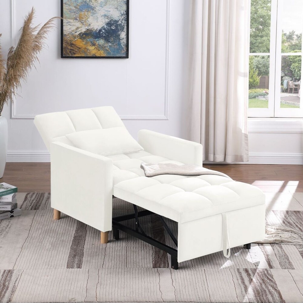 Convertible velvet Fabric Sleeper Sofa Chair Bed with Pillow