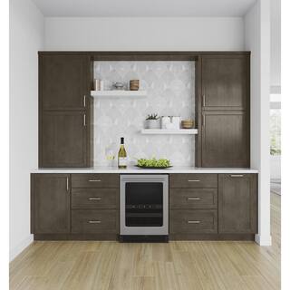 Hampton Bay Shaker Assembled 36x24x24 in. Above Refrigerator Deep Wall Bridge Kitchen Cabinet in Brindle KW362424-BDL