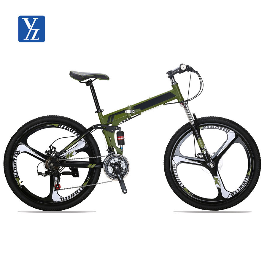 26 inch folding bike cycle full suspension bicycle Steel Frame 21 Speed foldable mountain bike unisex cycle