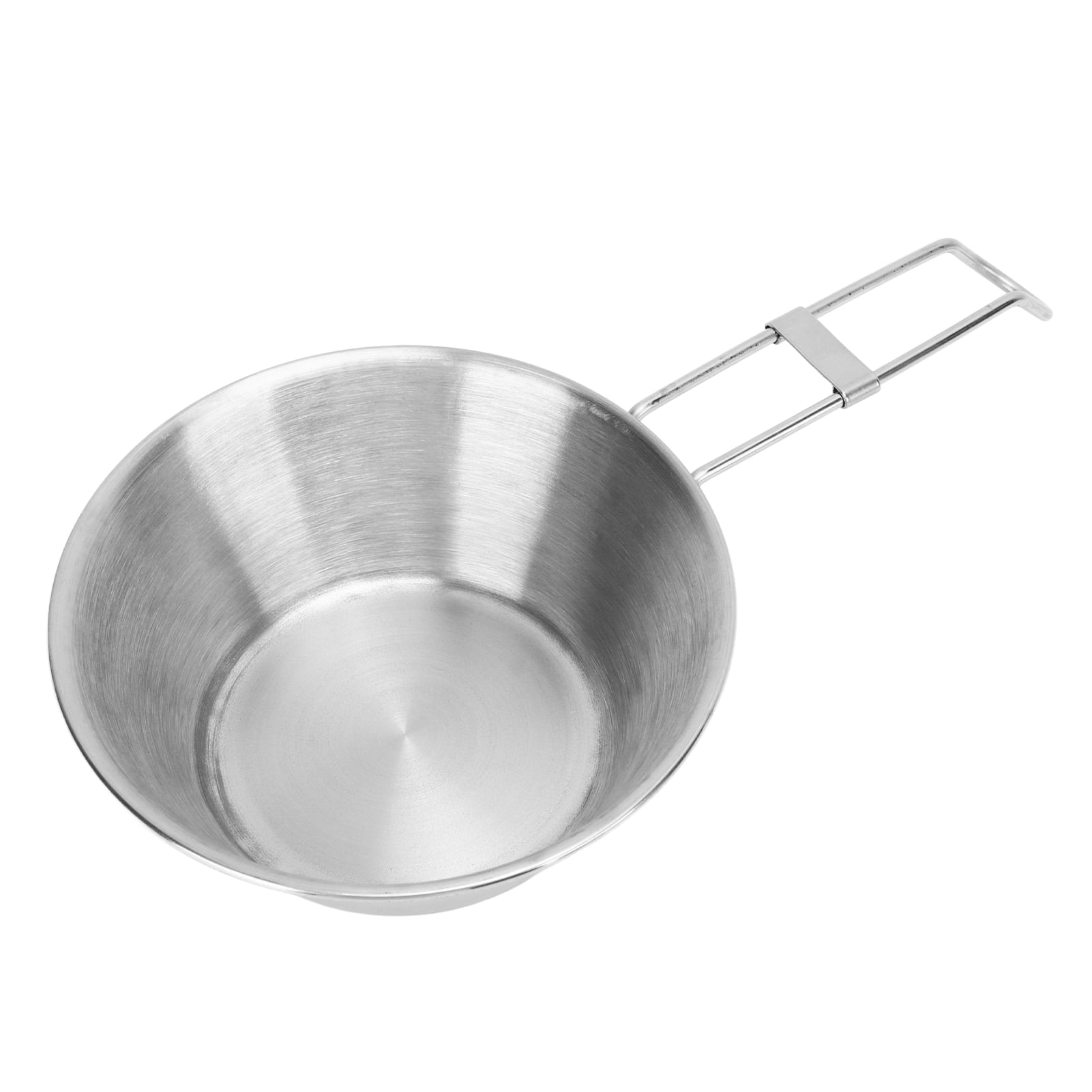 Camping Tableware Equipment, Slippy Safe Wide Mouth Stainless Steel Camping Cup With Foldable Handle For Outdoor Dinners