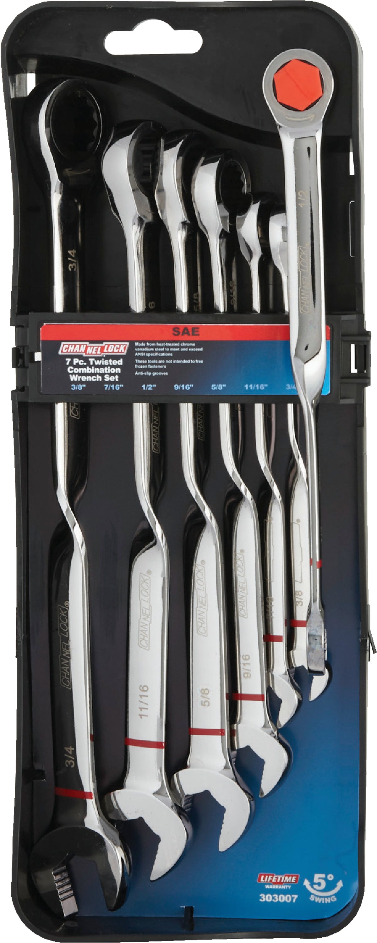 Channellock 7-Piece Twist Ratcheting Combination Wrench Set