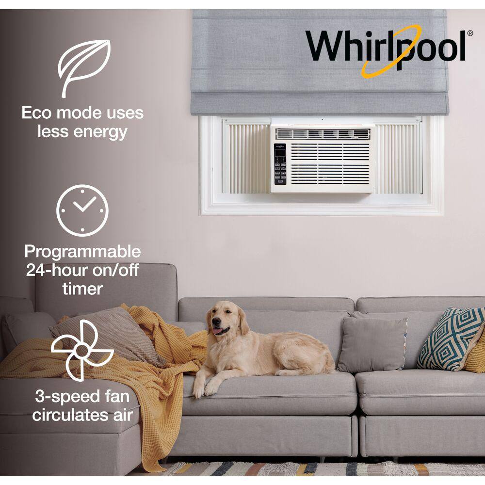 Whirlpool Energy Star 6000 BTU 115-Volt Window-Mounted Air Conditioner wRemote Digital Display Dehumidifier Timer 250 sq.ft. WHAW061CW