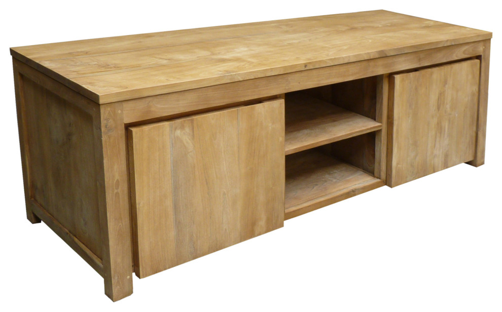 Recycled Teak Wood Solo Media Center  2 Door   Transitional   Entertainment Centers And Tv Stands   by Chic Teak  Houzz