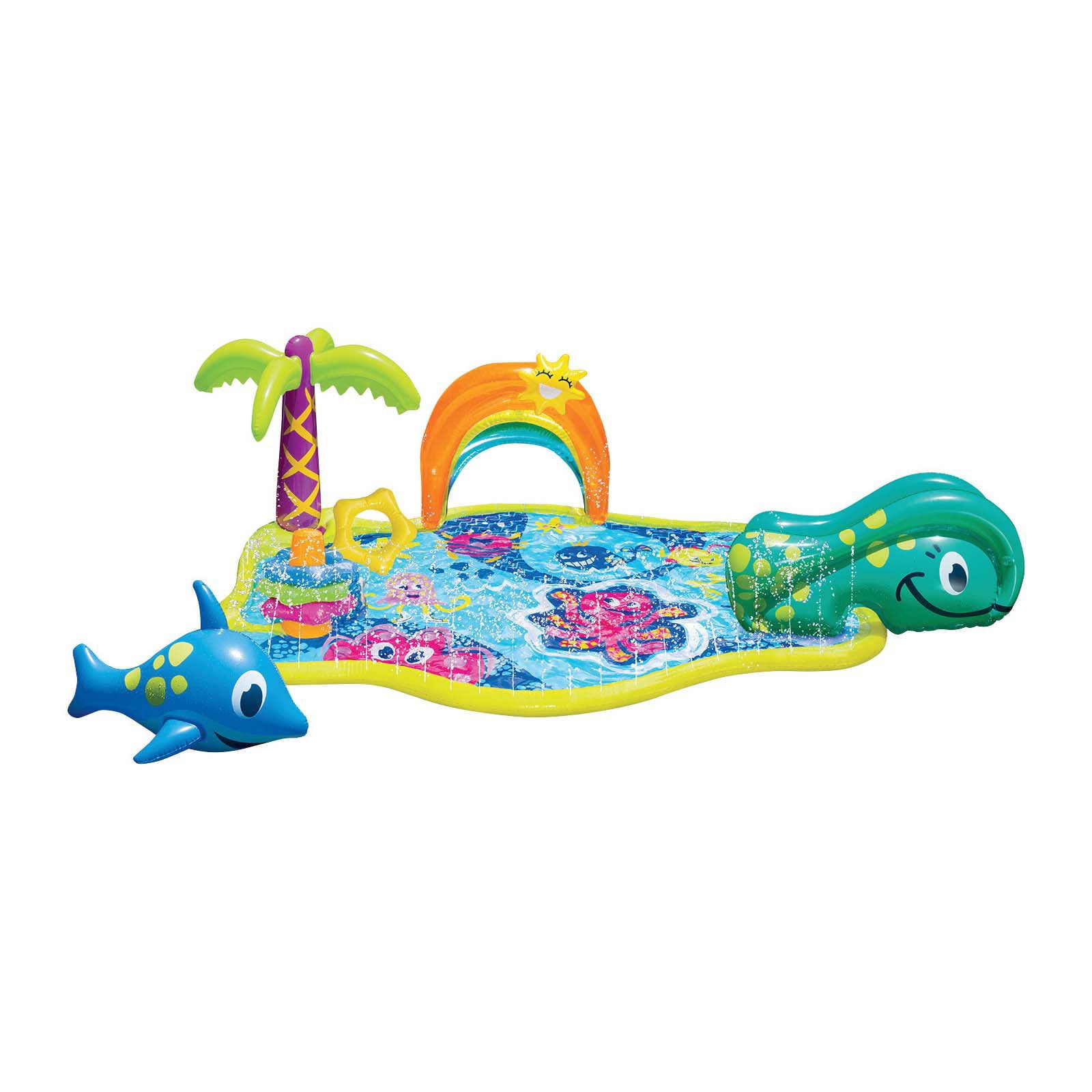 Banzai JR Splish Splash Water Park Kiddie Play Pool Kids w Slide Rider 18 mos +