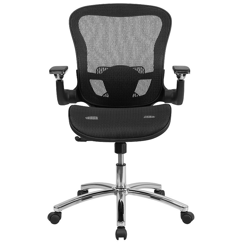 Emma and Oliver Mid-Back Transparent Black Mesh Synchro-Tilt Swivel Ergonomic Office Chair