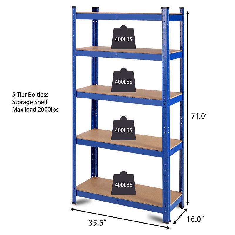 35.5 x 71 Adjustable 5-Layer 2000 lbs Capacity Tool Shelf