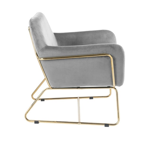 Modern Upholstered Velvet Accent Chair Armchair with Metal Base - 30