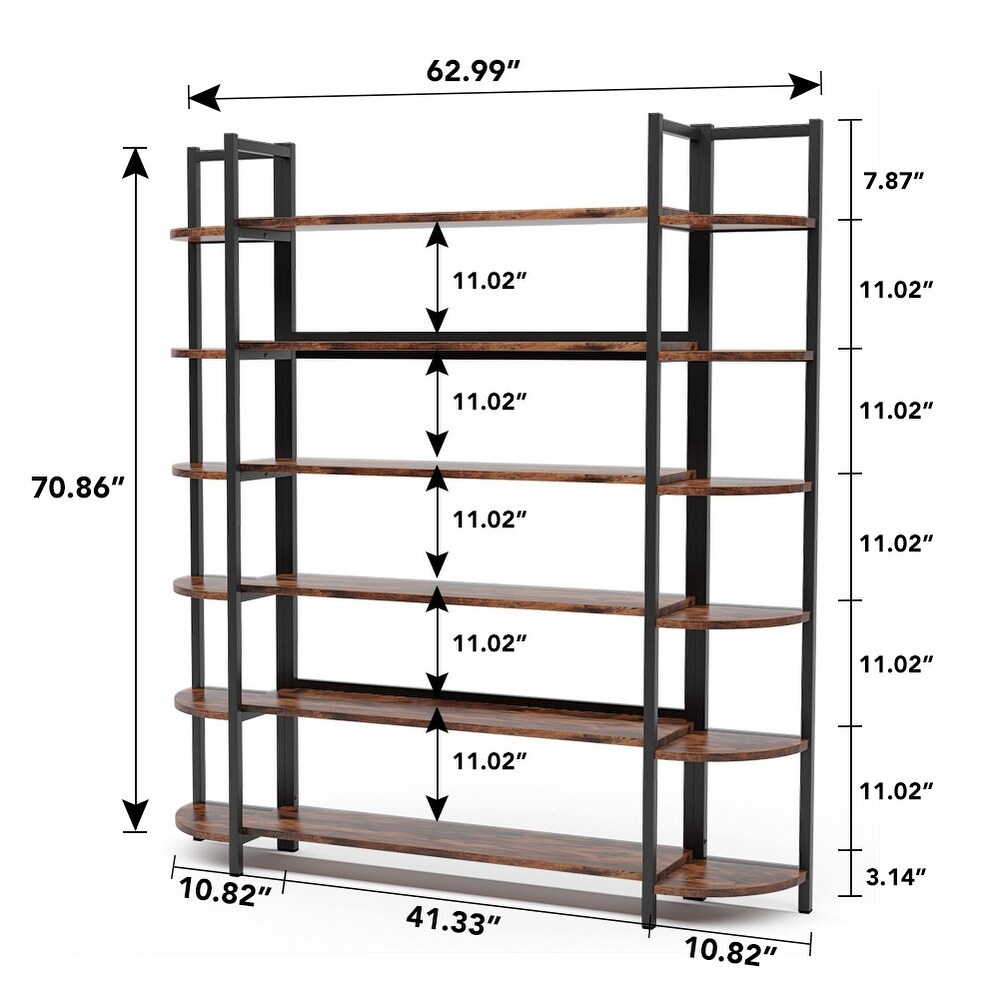 Modern Triple Wide 6 Shelf Bookcase Large Etagere Bookshelves and Double Wide Bookshelf Display Shelves