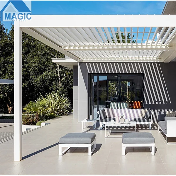 Years of Supplying Aluminum Movable Louver Gazebo Pergola Roof With Glass Sliding Door And Side Blinds