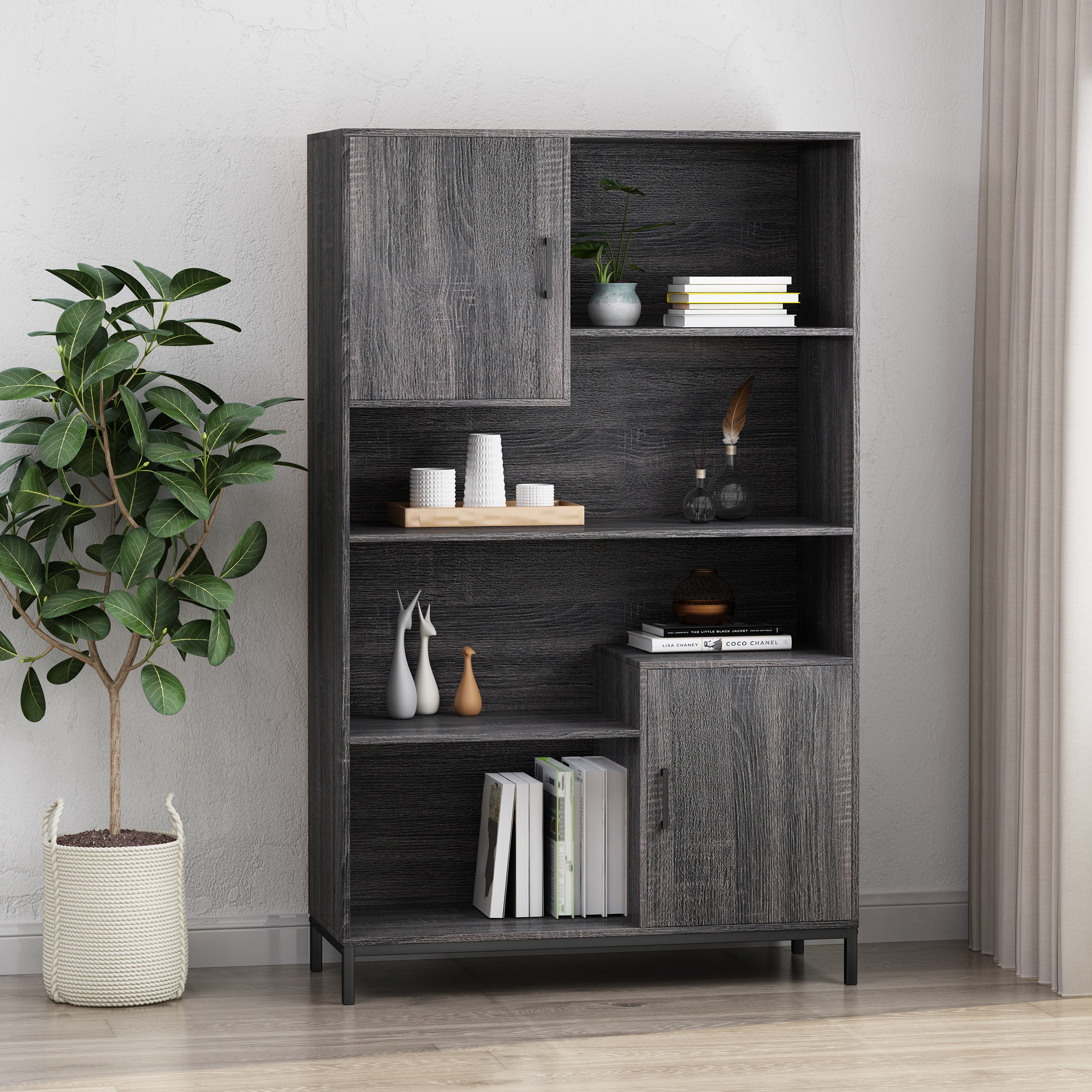 Joaquin Bookcase With Storage Cabinet