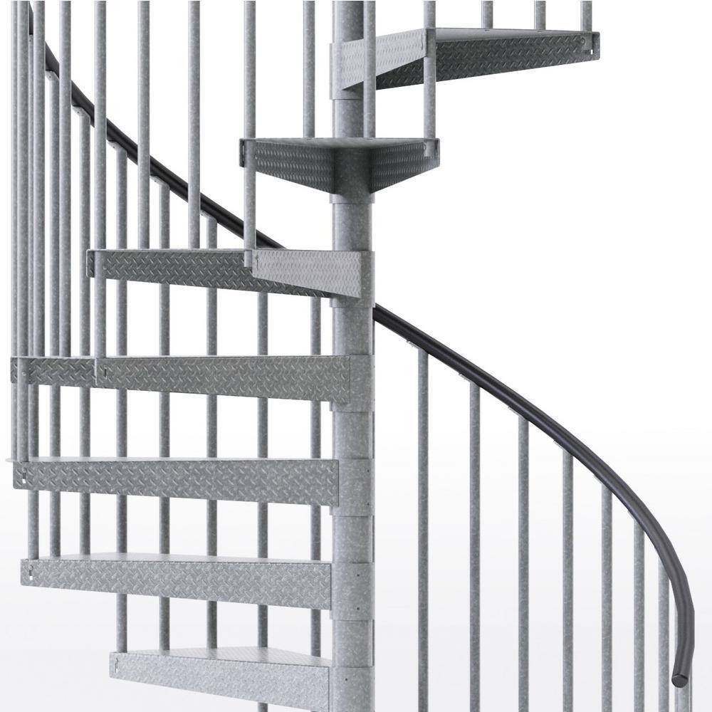 Mylen STAIRS Reroute Galvanized Exterior 60 in. Diameter Spiral Staircase Kit Fits Height 136 in. to 152 in. EC60Z15V004