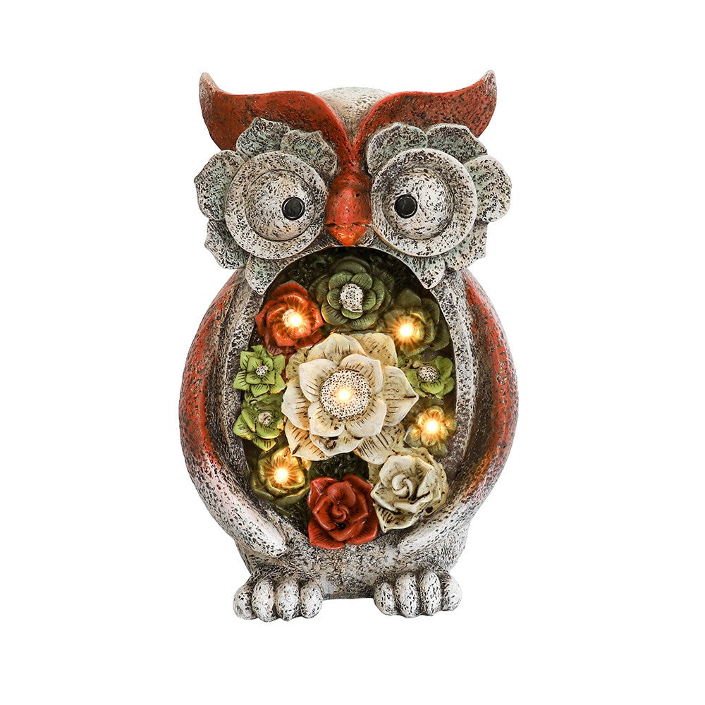 Owl Statue with solar light,Outdoor Decor for Garden Patio Yard,Resin Owl Figurine,Art Decoration, Lawn Ornaments