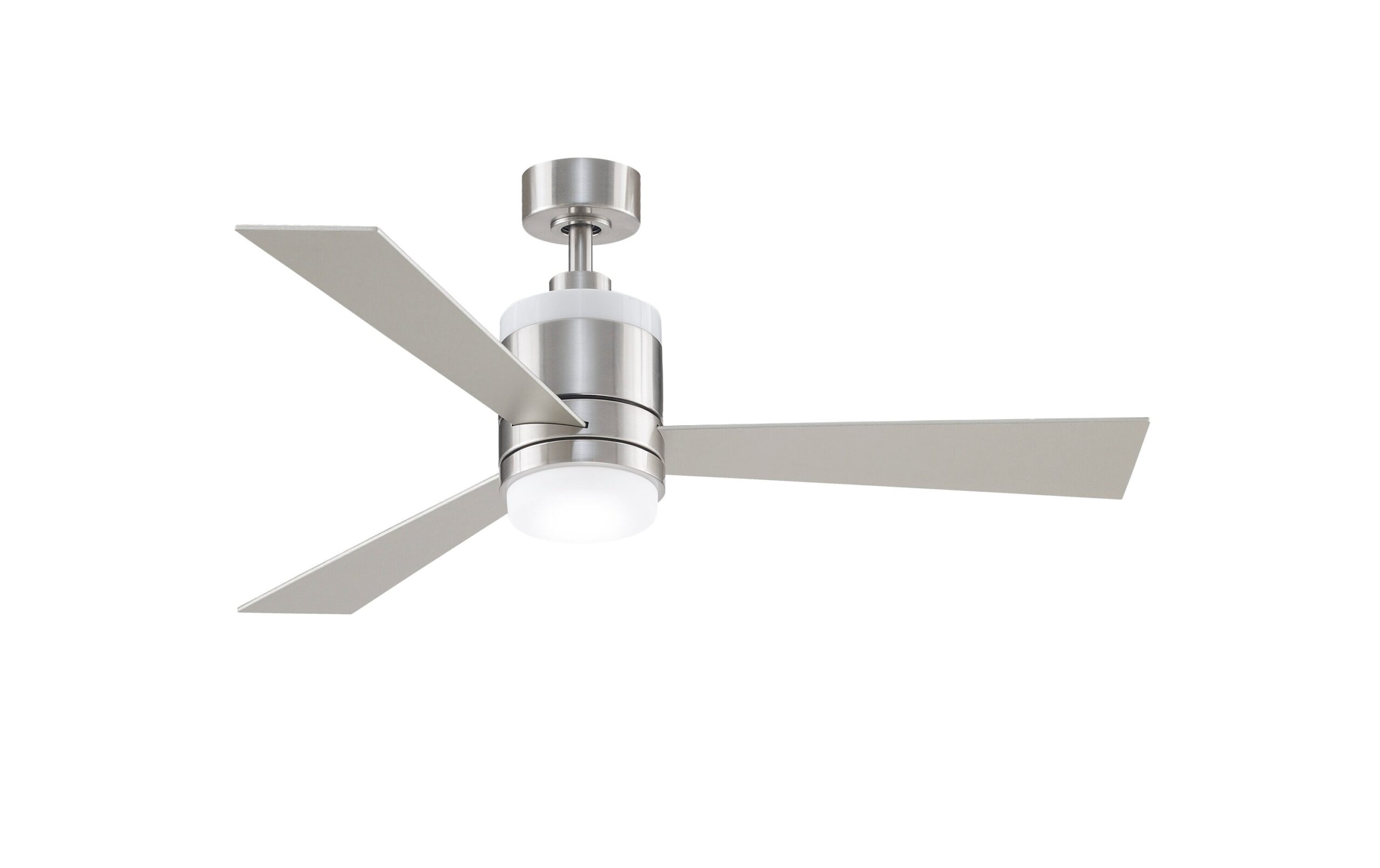 Fanimation Studio Collection Upright 48-in Brushed Nickel LED Indoor Ceiling Fan with Light Remote (3-Blade)