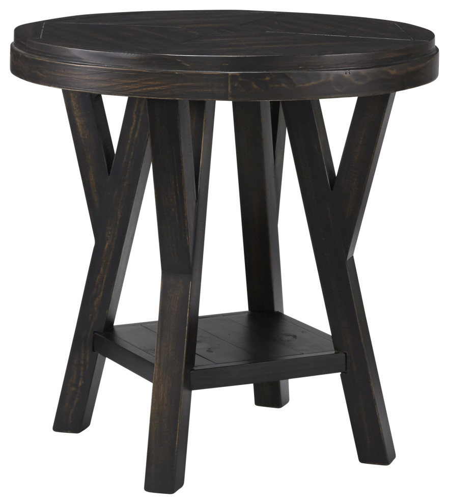 Market Street West Round End Table  Black Pepper/Brown   Transitional   Side Tables And End Tables   by Progressive Furniture  Houzz