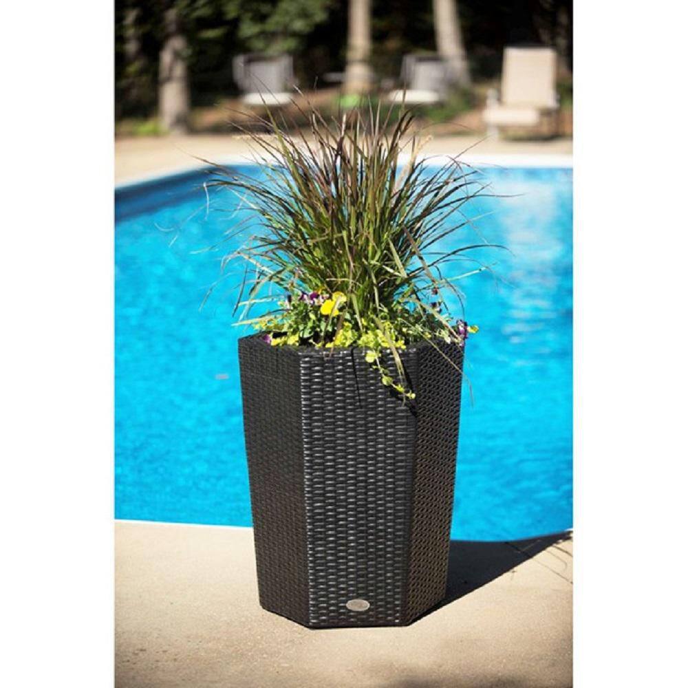 DMC Vista 24 in. Hexagonal Resin Wicker Planter 78375