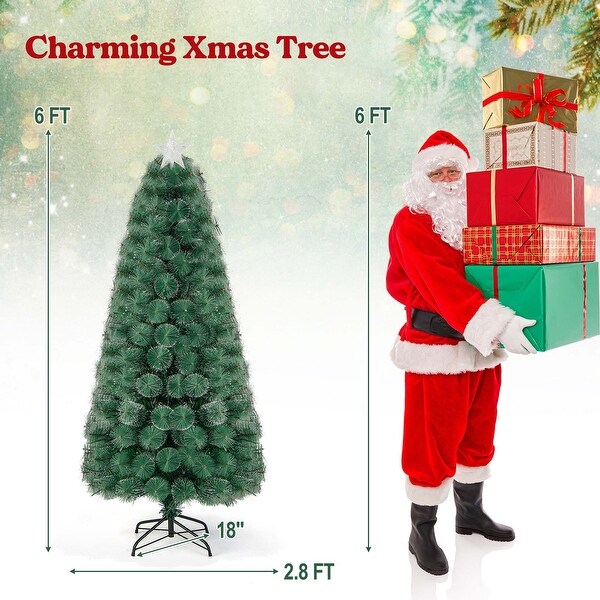 Costway 5FT/6FT/7FT PreLit Fiber Optic Christmas Tree Xmas Decor with