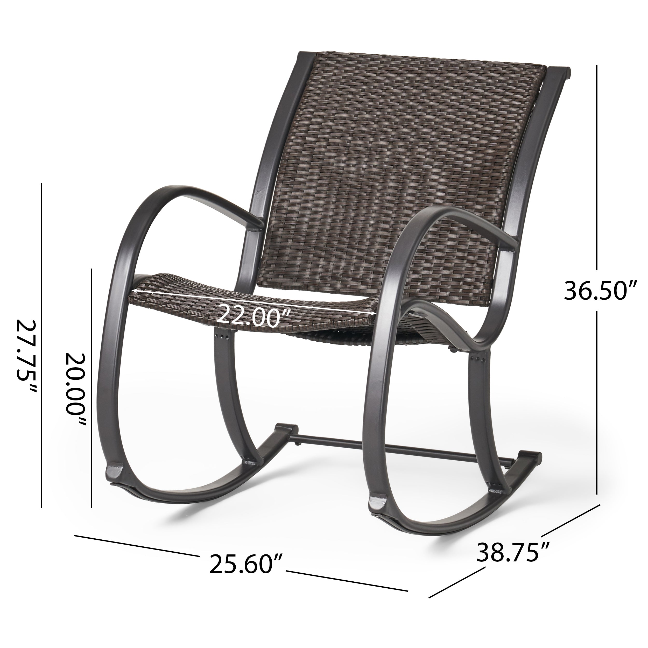 Leann Outdoor Dark Brown Wicker Rocking Chair