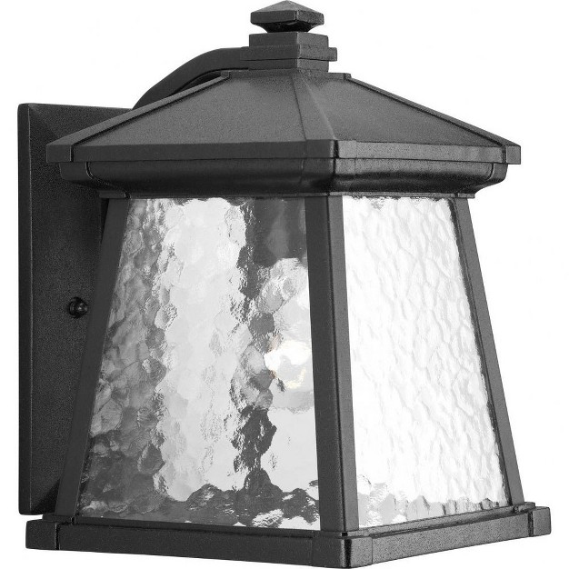 Progress Lighting Mac 1 light Medium Wall Lantern Ceramic Black Clear Water Glass Shade