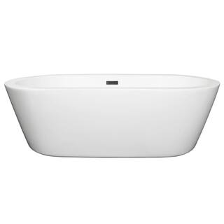 Wyndham Collection Mermaid 71 in. Acrylic Flatbottom Bathtub in White with Matte Black Trim WCOBT100371MBTRIM