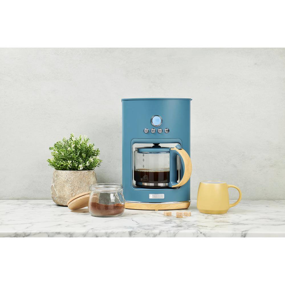 HADEN Dorchester 10 Cups Stone Blue Drip Coffee Maker with Keep Warm and Delay Brew Functions 75048