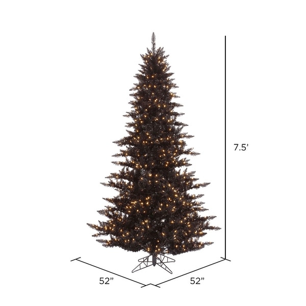 Vickerman 7.5' Black Fir Artificial Christmas Tree，Warm White Duralit LED Lights