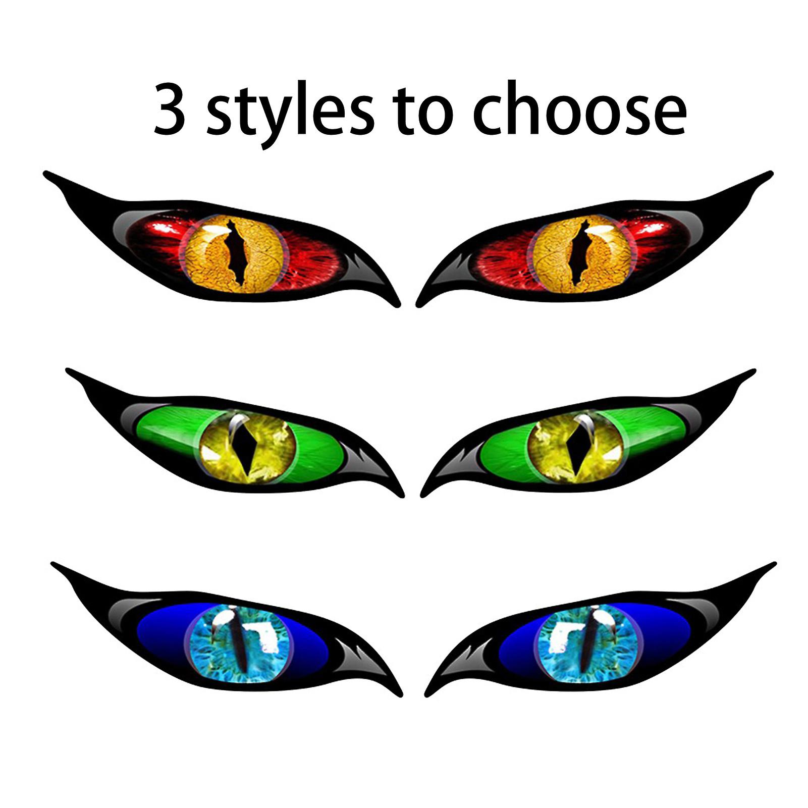 2pcs Car Stickers Evil Eye Zombie Style Sunproof Waterproof Decal For Rearview Mirror 5*2in