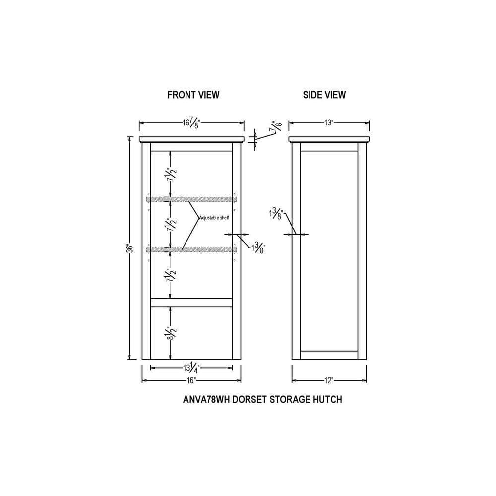 Alaterre Furniture Dorset Bathroom 17 in W Freestanding Storage Tower with Open Upper Shelves and Lower Cabinet in White