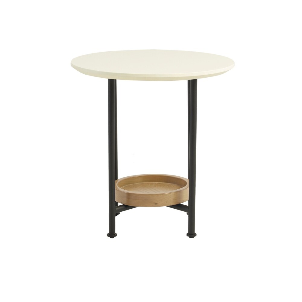 Madison Park Beauchamp White/ Natural End Table