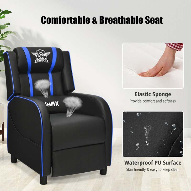 Massage Gaming Recliner Chair with Footrest, Racing Style Gaming Sofa, Lounge Sofa, PU Leather Single Sofa, Home Theater Seat