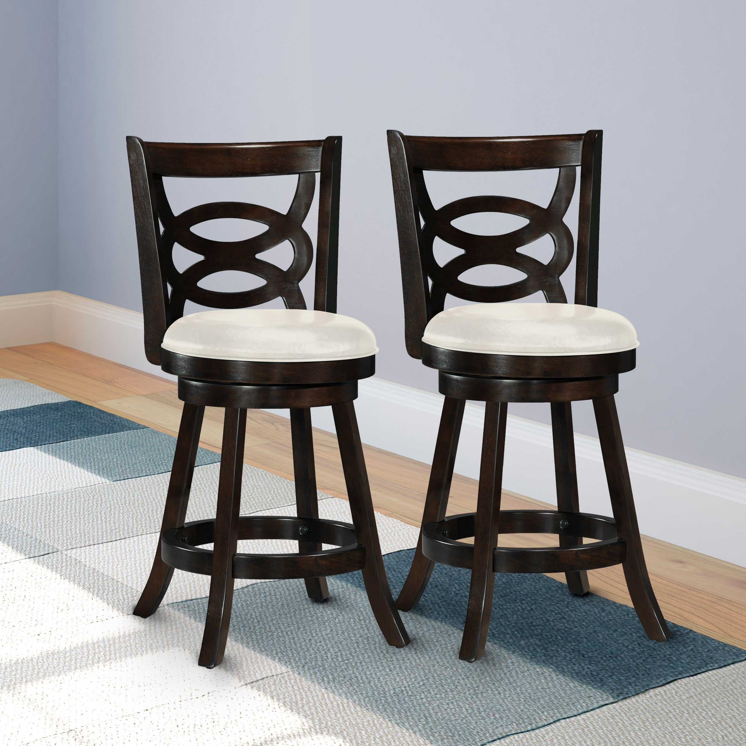 Copper Grove Delnice Counter-height Barstool with White Leatherette Seat (Set of 2)