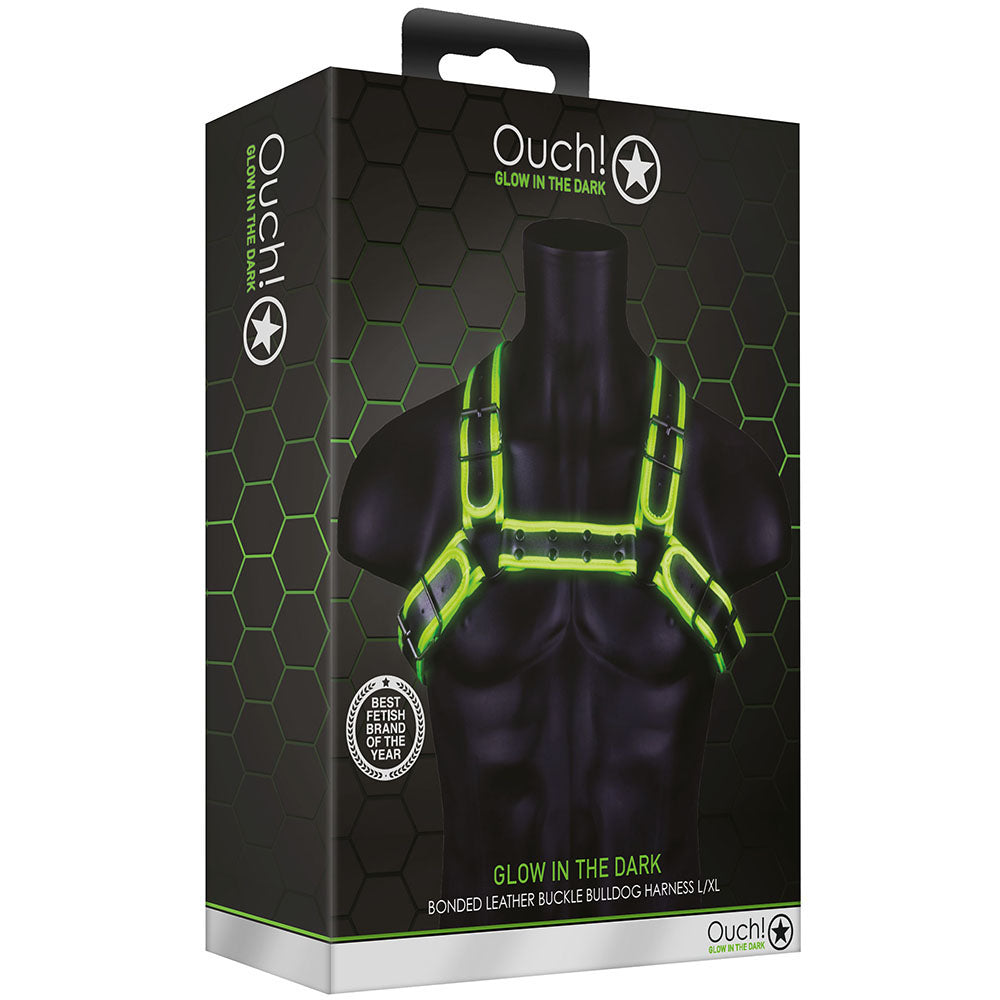 Ouch! Glow in the Dark Buckle Bulldog Harness /XL