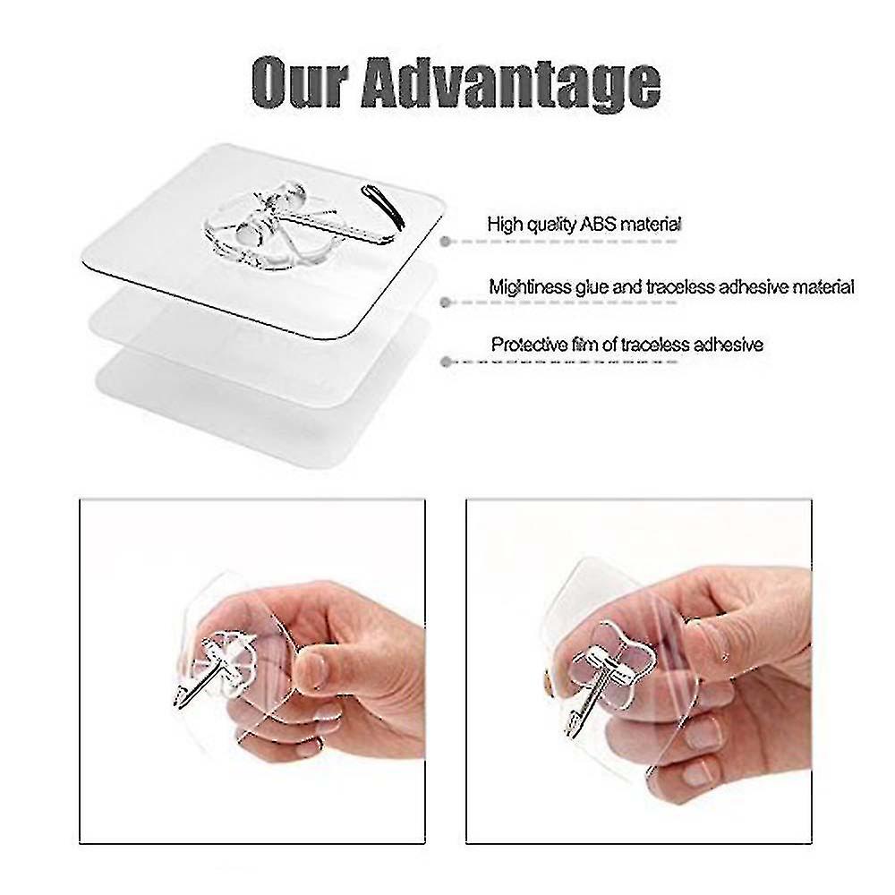 20 Pcs Self Adhesive Hooks Transparent Waterproof Wall Hangers