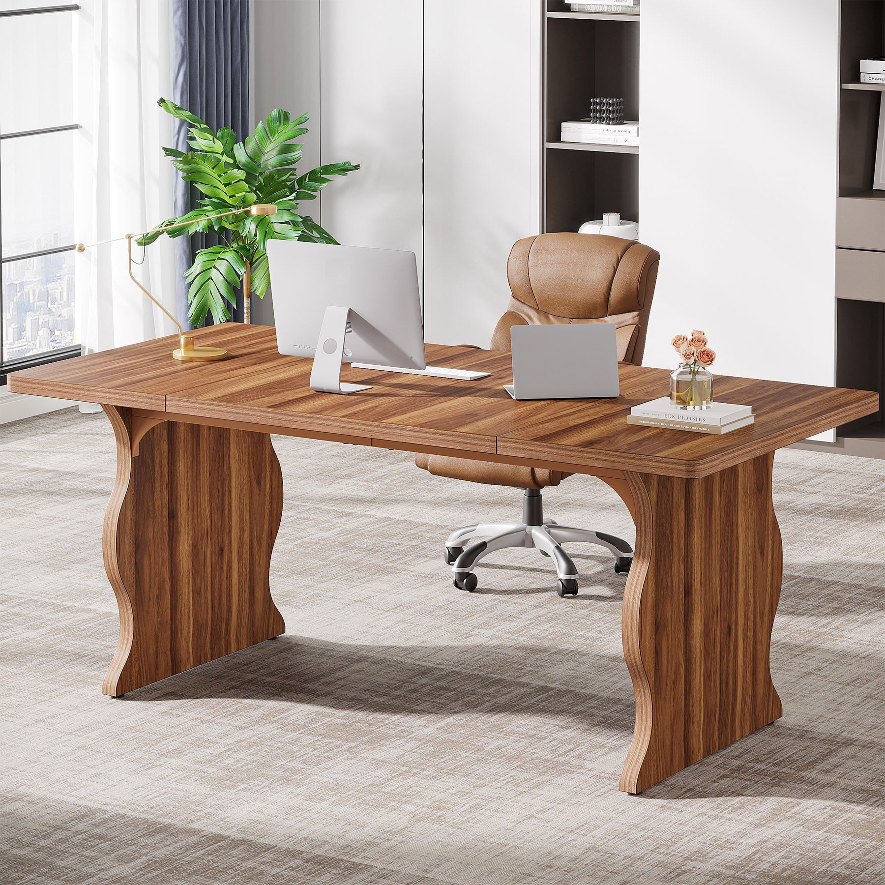 63-Inch Large Executive Desk, Sturdy Computer Desk Conference Table