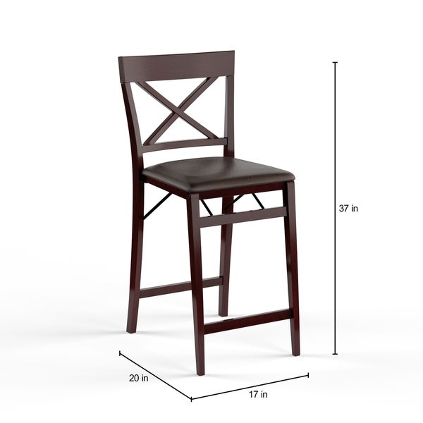 Porch and Den Expresso Folding Counter Stool with Faux Leather Seat