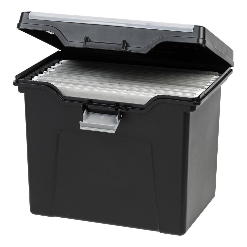 IRIS 24 Qt. Portable Letter Size File Storage Box in Black 110977