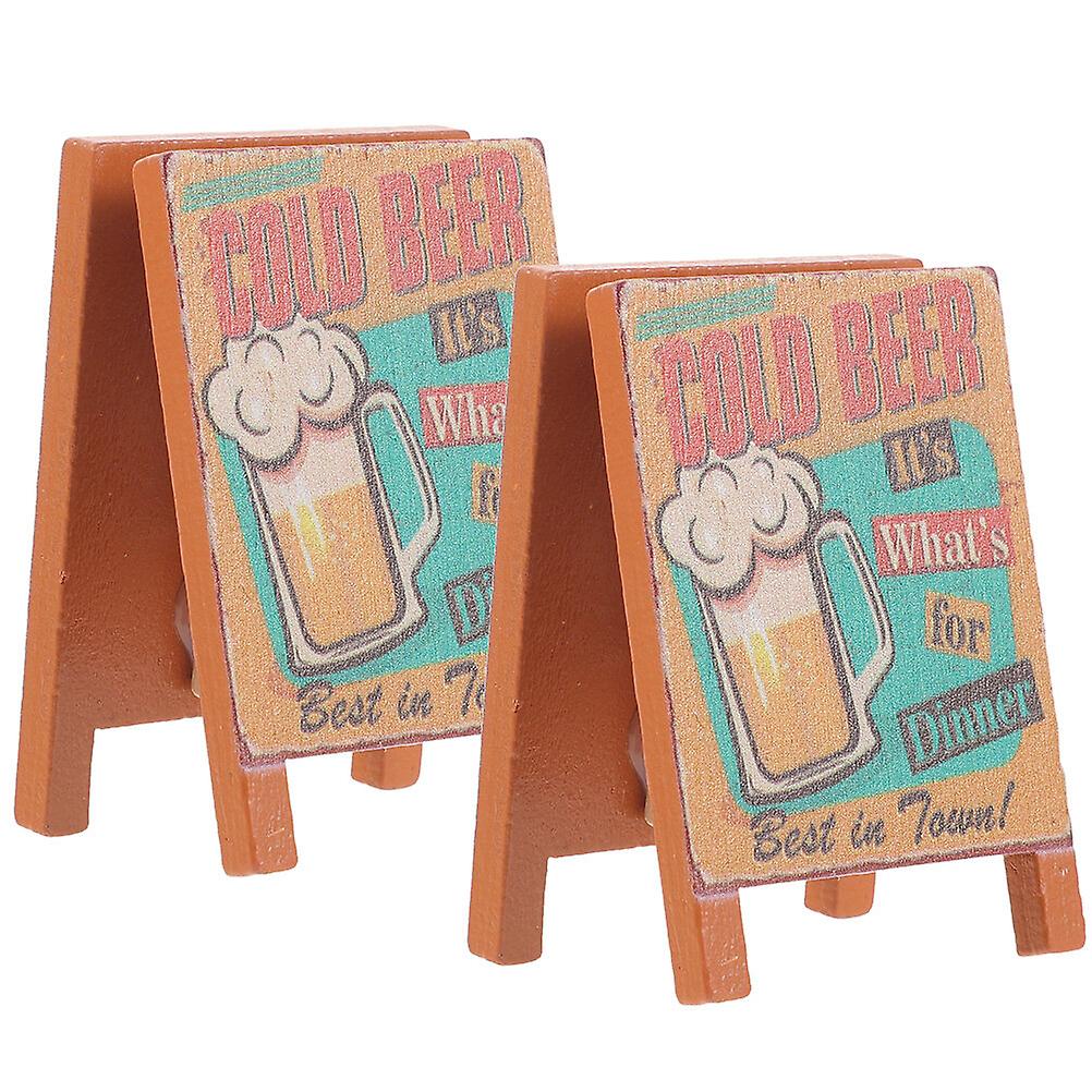 2pcs Miniature Sign Board Mini Ornament Mini Doll House Bar Scene Props Miniature Model