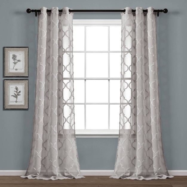 Sheer Avon Trellis Curtain Panels Gray Lush D cor