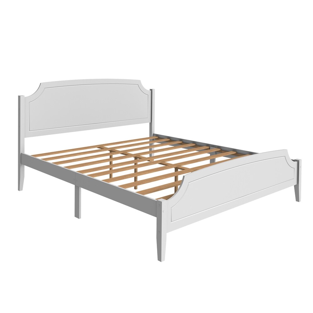 White Contemporary Roman Style Solid Wood Bed