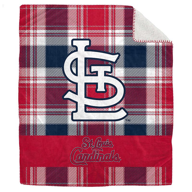 Pegasus St. Louis Cardinals 50 x 60 Plaid Flannel Sherpa Plush Blanket