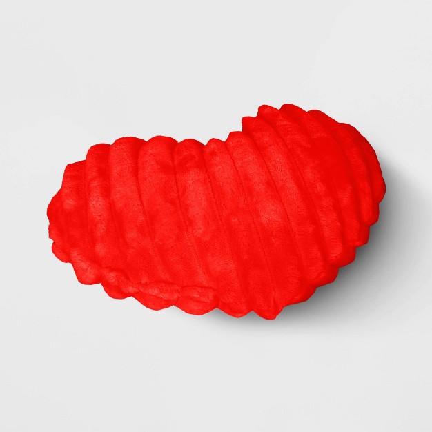 Valentine  Day Rib Shaped Plush Heart Throw Pillow Red