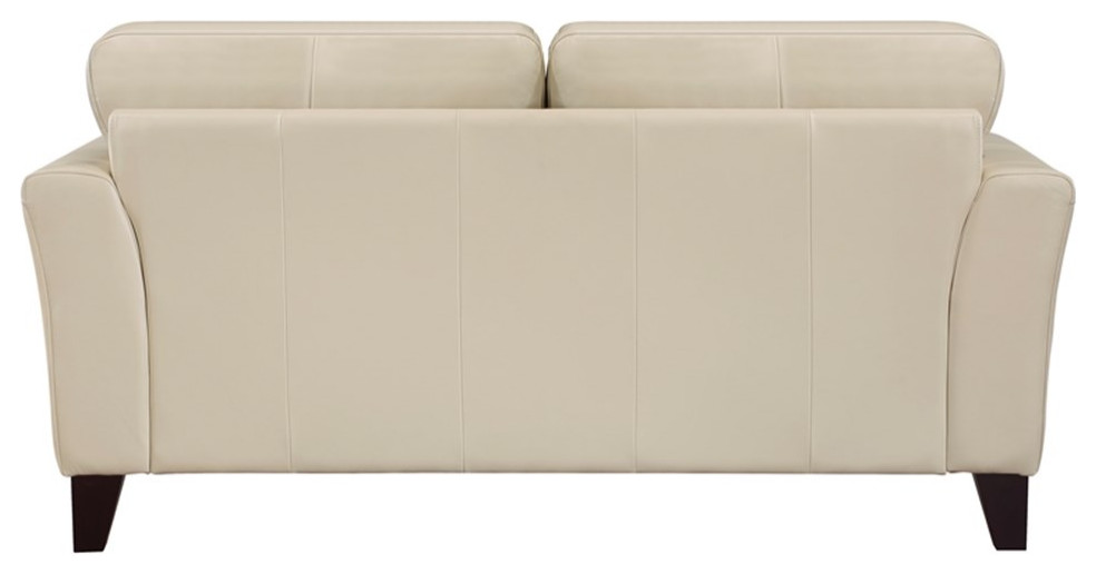 Lexicon Thierry 19 quotModern Plywood and Leather Loveseat in Cream   Contemporary   Loveseats   by Homesquare  Houzz