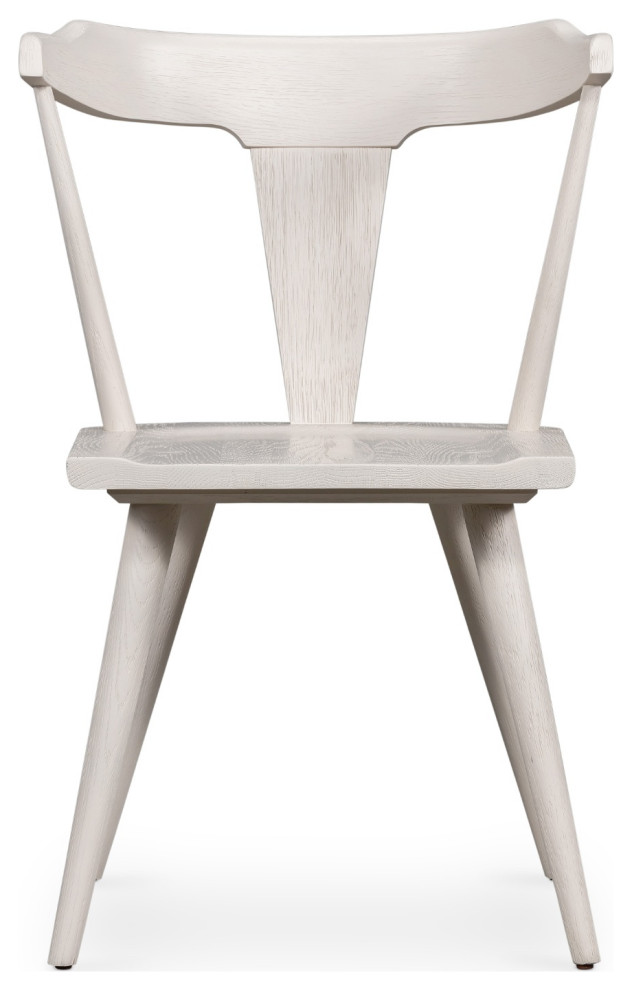 Ripley Off White Oak Windsor Dining Chair Set Of 2   Midcentury   Dining Chairs   by Zin Home  Houzz