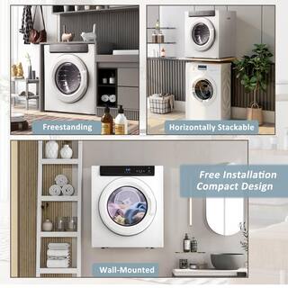 Tileon 3.23 cu. ft. Portable Electric Dryer with Touch Screen Panel and Stainless Steel Tub in White AYBSZHD943