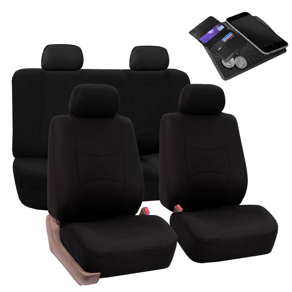 FH Group Flat Cloth 43 in. x 23 in. x 1 in. Full Set Seat Covers DMFB050BLK114