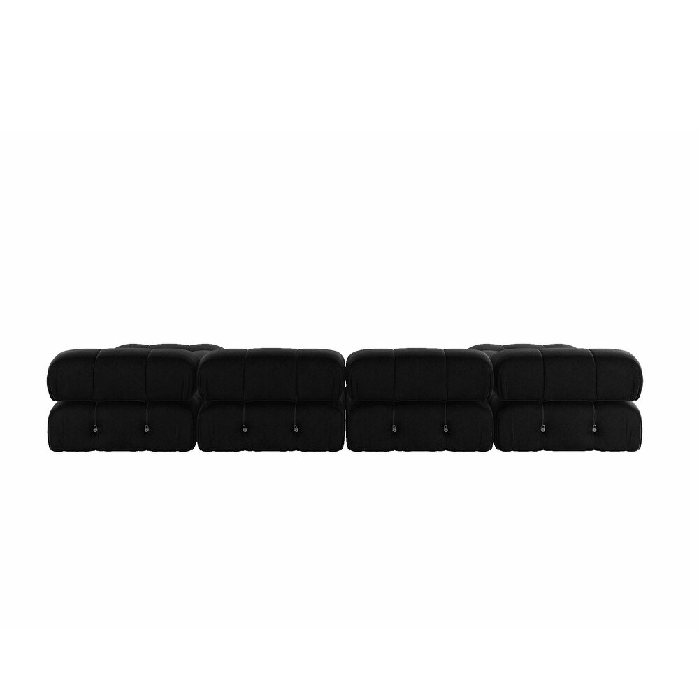 Minimalism Black Velvet Upholstered Module Sectional Sofa Lounge Salon Couch for Living Room