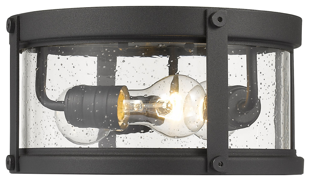 Z Lite 569F BK Roundhouse 3 Light Outdoor Flush Ceiling Mount Fixture in Black   Transitional   Outdoor Flush mount Ceiling Lighting   by Buildcom  Houzz