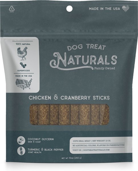 Dog Treat Naturals Chicken and Cranberry Superfood Fresh All Stages Natural Chews Sticks Dog Treats， 10-oz bag