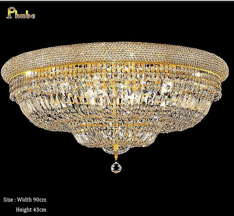 Phube Empire Gold Crystal Ceiling Light Luxury K9 Crystal Ceiling Lamp Hall Indoor Round Lighting